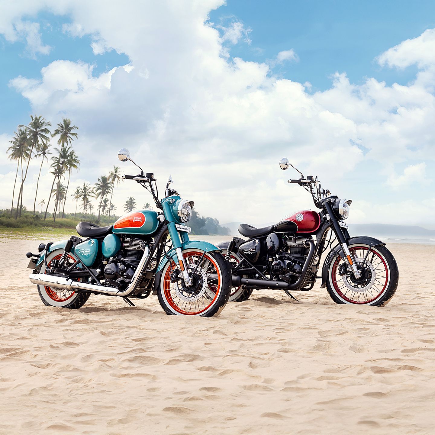 Royal Enfield Goan Classic 350 Trip Teal & Goan Classic 350 Red Rave