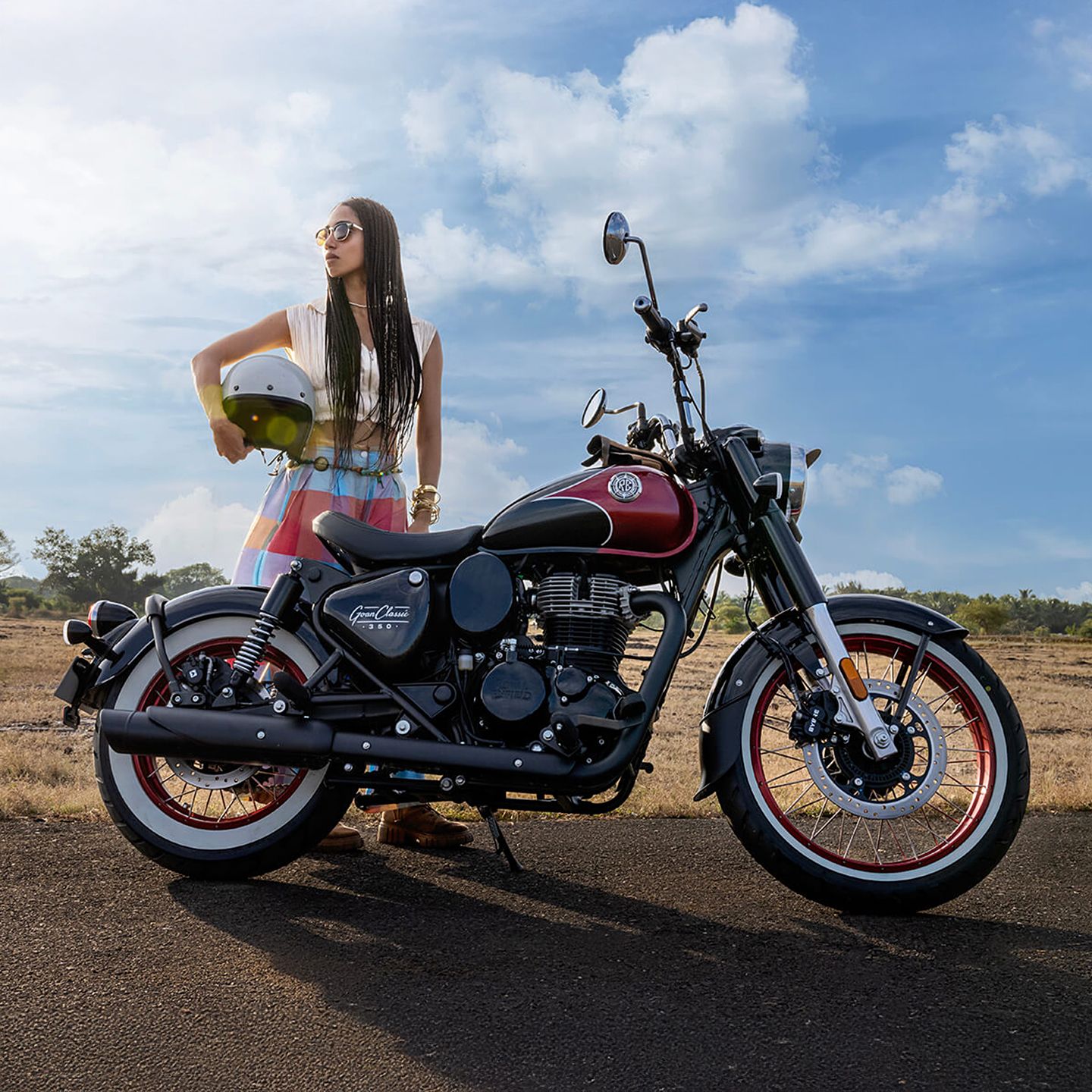 Royal Enfield Classic 350 Red Rave & Girl